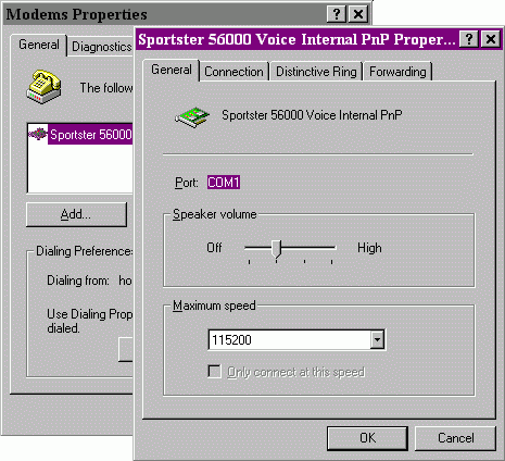 Sportster 56k PnP External Properties